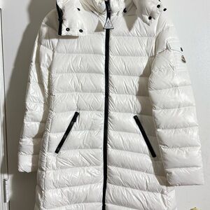 Moncler White Puffer Coat with Black Accents